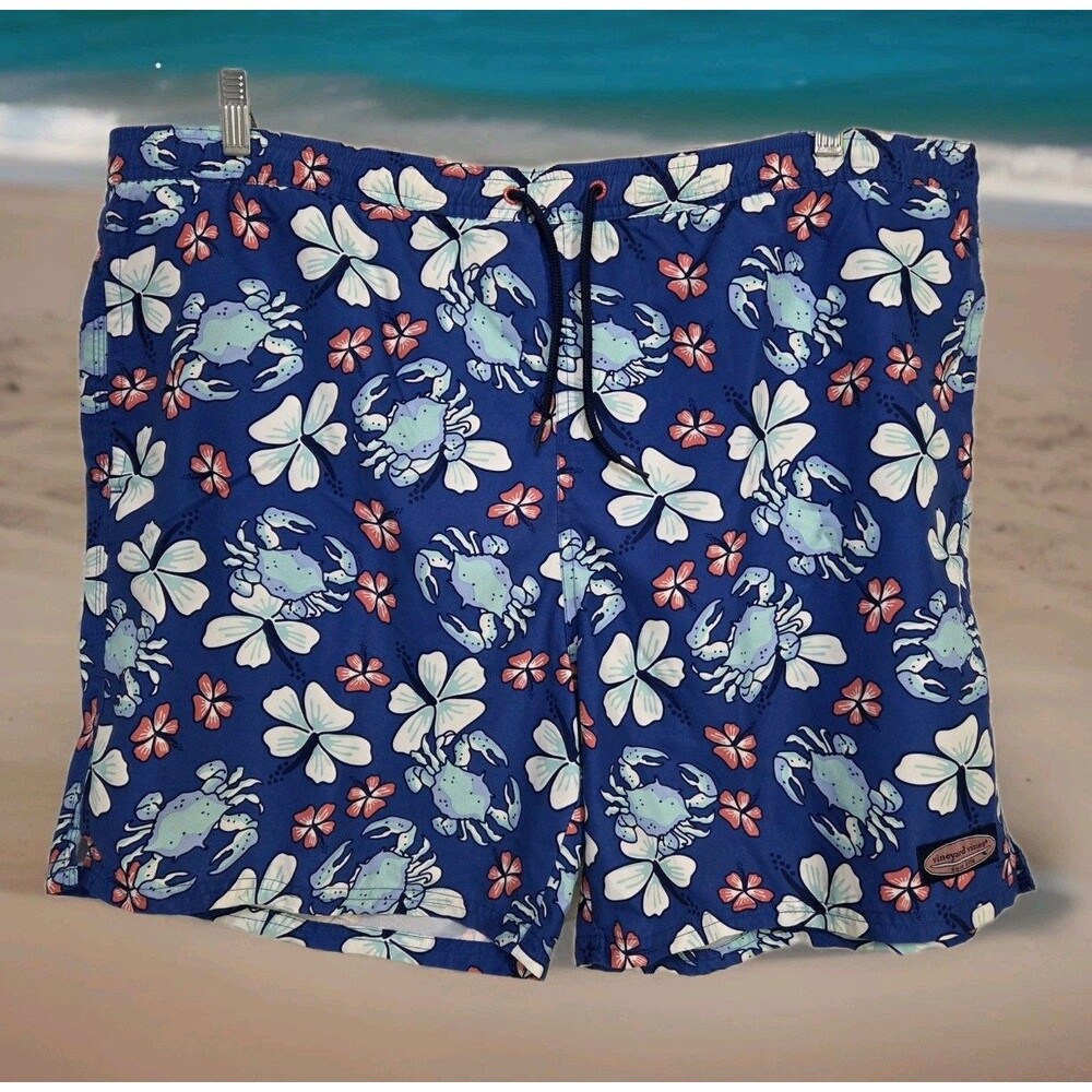 Vineyard Vines Swim Shorts Drawstring Close Only Men's XL Mesh Lined Tropic Blue